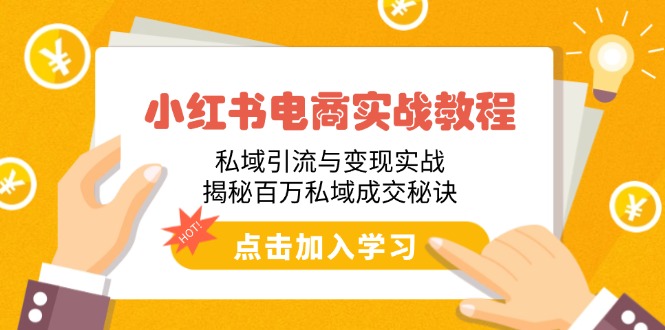 小红书电商实战教程：私域引流与变现实战，揭秘百万私域成交秘诀-金创谷
