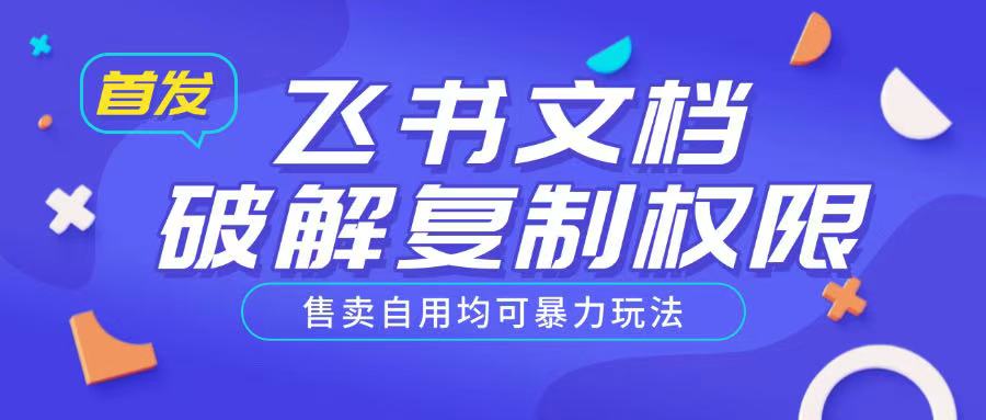 首发飞书文档破解复制权限，售卖自用均可暴力玩法-金创谷
