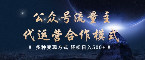 公众号流量主代运营  多种变现方式 轻松日入5张【揭秘】-金创谷