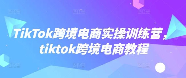 TikTok跨境电商实操训练营，tiktok跨境电商教程-金创谷