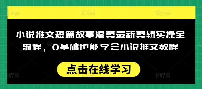 小说推文短篇故事混剪最新剪辑实操全流程，0基础也能学会小说推文教程，肯干多发日入多张-金创谷