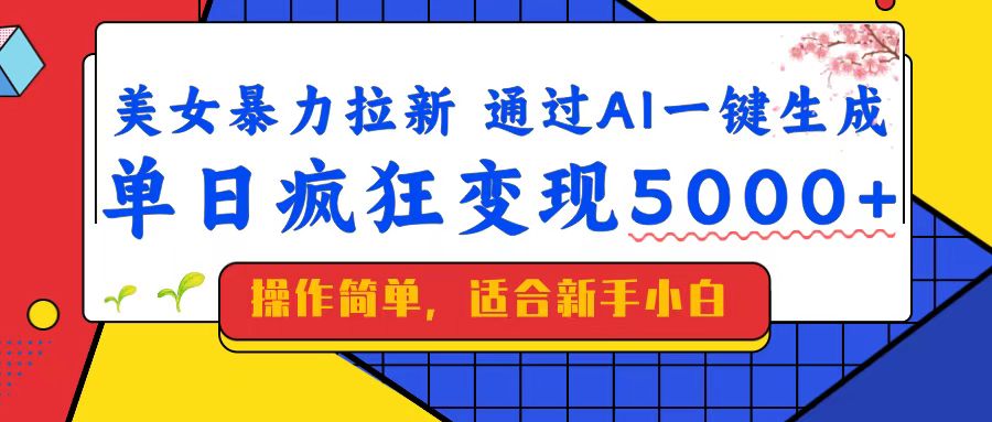 美女暴力拉新，通过AI一键生成，单日疯狂变现5000+，纯小白一学就会！-金创谷