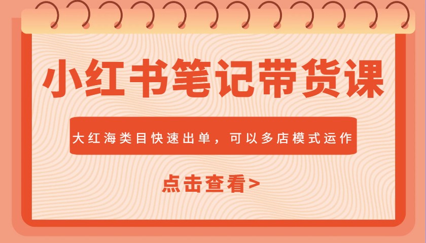 小红书笔记带货课，大红海类目快速出单，市场大，可以多店模式运作-金创谷
