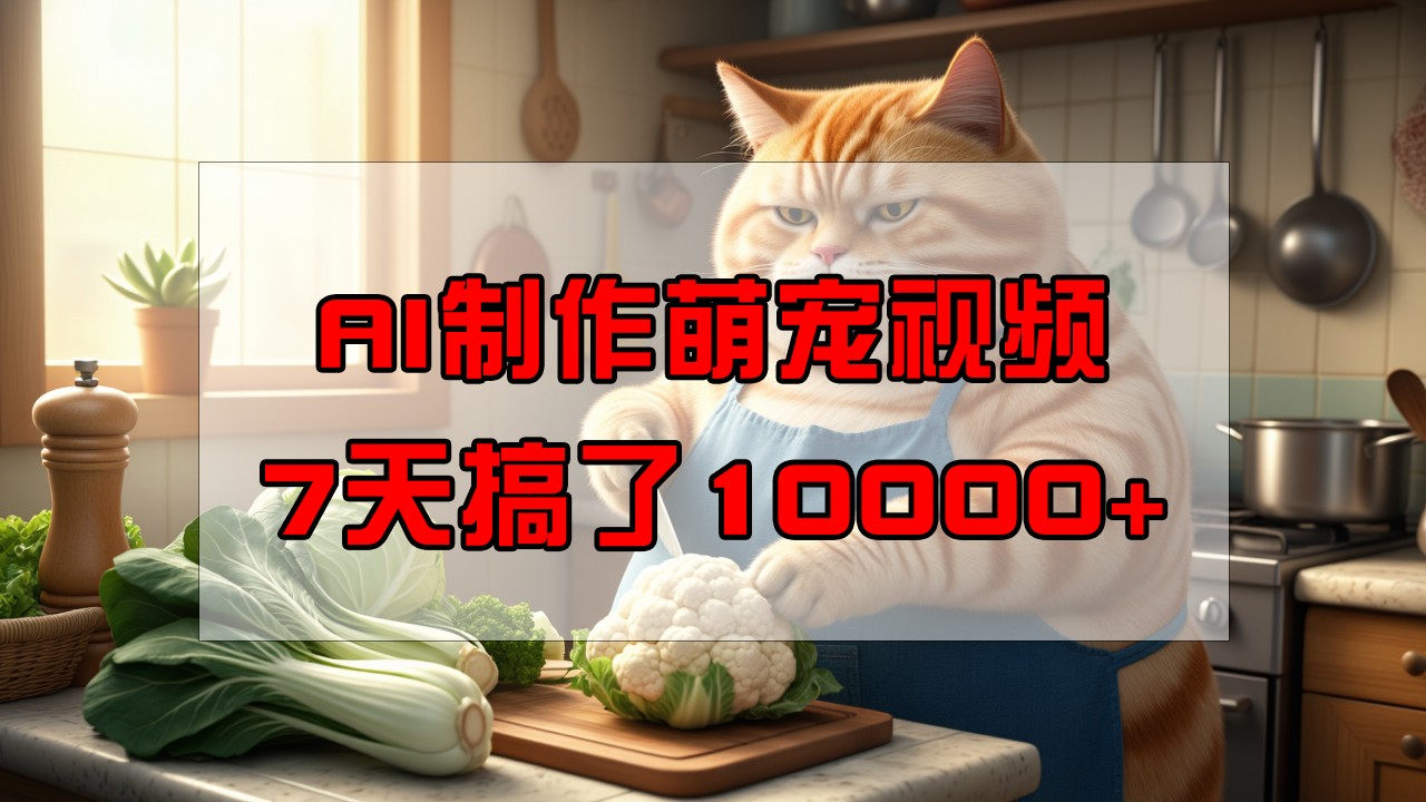 靠AI制作萌宠视频，7天搞了1万+，操作简单门槛低，有手机就行-金创谷