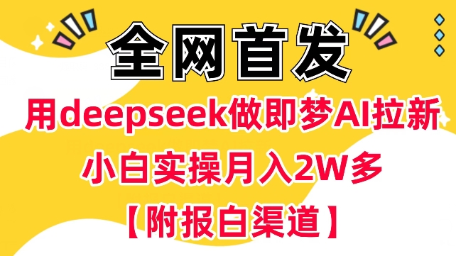 用deepseek做即梦Ai拉新 小白实操月入过W+【附报白渠道】-金创谷
