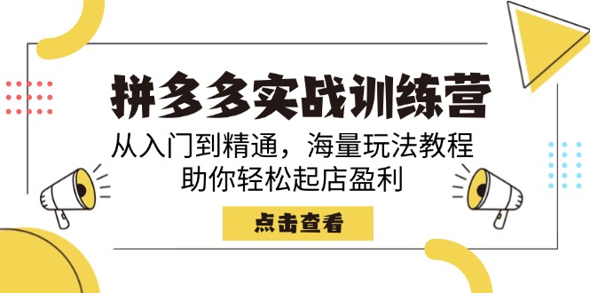 拼多多实战训练营，从入门到精通，海量玩法教程，助你轻松起店盈利-金创谷