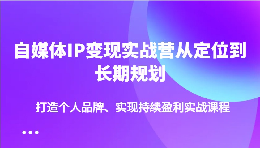自媒体IP变现实战营从定位到长期规划，打造个人品牌、实现持续盈利实战课程-金创谷